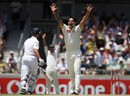 Mitchell Johnson appeals for the lbw of Jonathan Trott