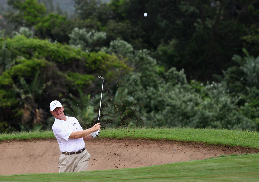 Ernie Els flips the ball out of a bunker