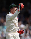 Brad Haddin makes his point to the Barmy Army