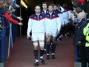 Steve Borthwick leads his players out of the tunnel