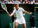 Jo Durie in action at Wimbledon