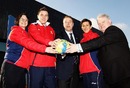 Members of British Handball pose for a photo with BOA chief executive Andy Hunt