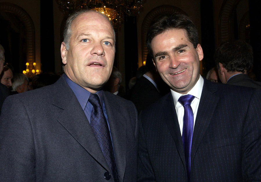 Andy Gray and Richard Keys attend a function at Buckingham Palace