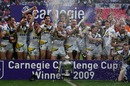 Warrington celebrate following their victory over Huddersfield in the 2009 Challenge Cup final