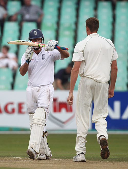Andrew Strauss was given out lbw against Morne Morkel, but the review came out in his favour