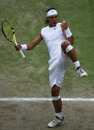 Rafael Nadal celebrates becoming Wimbledon champion