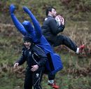 Ben Foden takes a catch during training