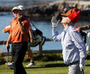 Actor Bill Murray blows kisses to playing partner DA Points