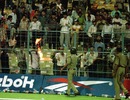 Fanatic Indian supporters cause a riot in the Eden Garden stands