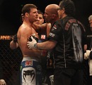 Michael Bisping speaks to Jorge Rivera after winning their middleweight bout