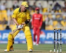 Brad Haddin survived though the ball rolled on to the stumps when he was on 16