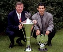 Alex Ferguson shows off his Manager of the Year trophy alongside Ryan Giggs