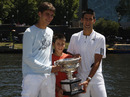 Novak Djokovic poses with his brothers Marko and Djordje