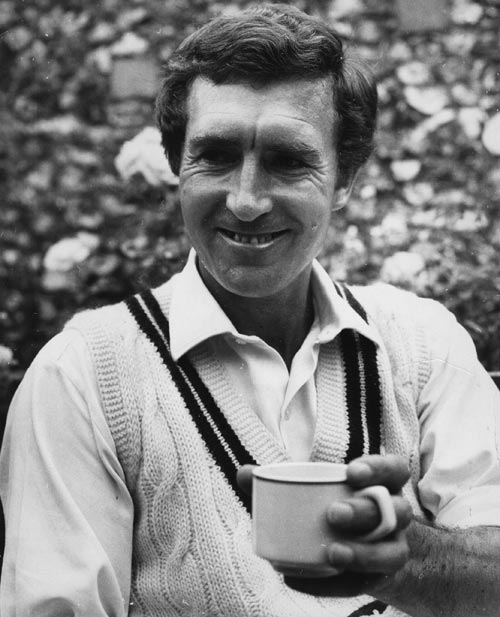 Fred Titmus enjoys a cup of tea