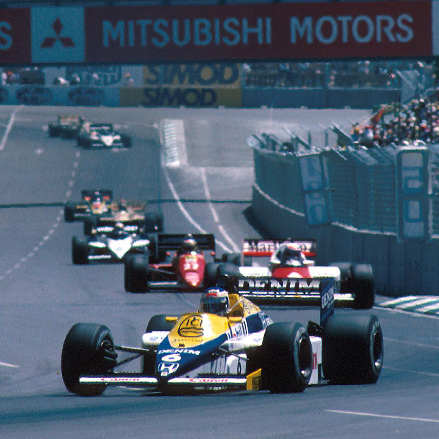 Keke Rosberg leads on his way to victory at the Australian Grand Prix