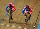 Sir Chris Hoy loses out to Jason Kenny on the line in the Men's Sprint