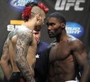 Dan Hardy and Anthony Johnson face off at the UFC Fight Night 24 weigh-in