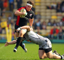 Saracens flanker Andy Saull is cut down in full flight