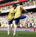 Neymar celebrates scoring his first goal