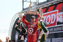 Dario Franchitti holds the trophy after victory in St Petersburg