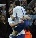 Andy Carroll celebrates his first England goal