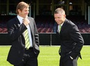 Michael Clarke and Shane Watson pose in front of the Members Stand