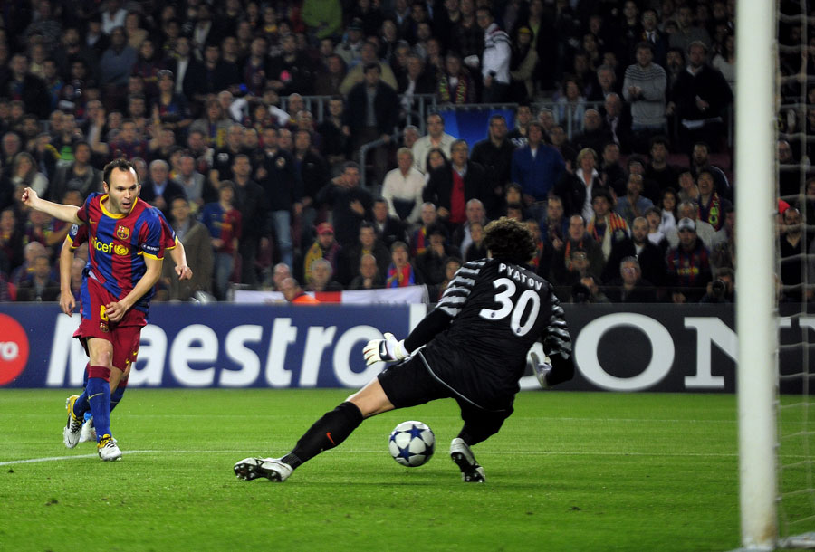 Andres Iniesta opens the scoring for Barcelona