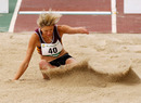 Carlee Beattie stretches hard in the long jump
