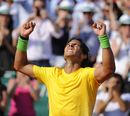 Rafael Nadal punches the air