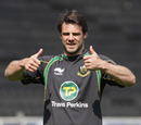 Northampton fullback Ben Foden gives the thumbs up during training