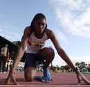 Caster Semenya at the start of the 400m race during the University Sport South Africa National Championships