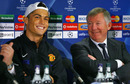 Cristiano Ronaldo and Sir Alex Ferguson attend a press conference