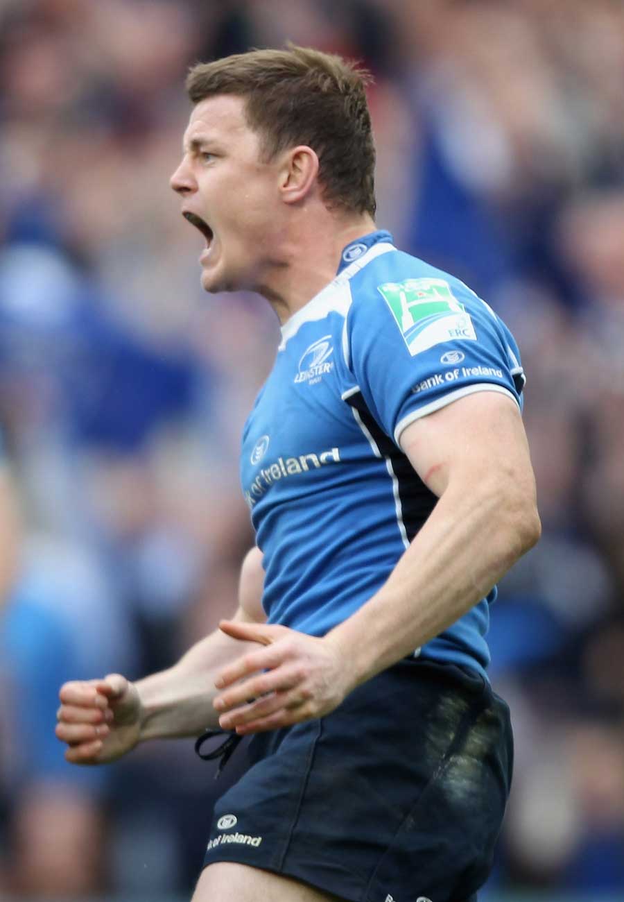Leinster's Brian O'Driscoll roars his side on