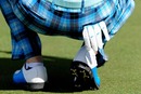 A close-up shot of Ian Poulter's trousers