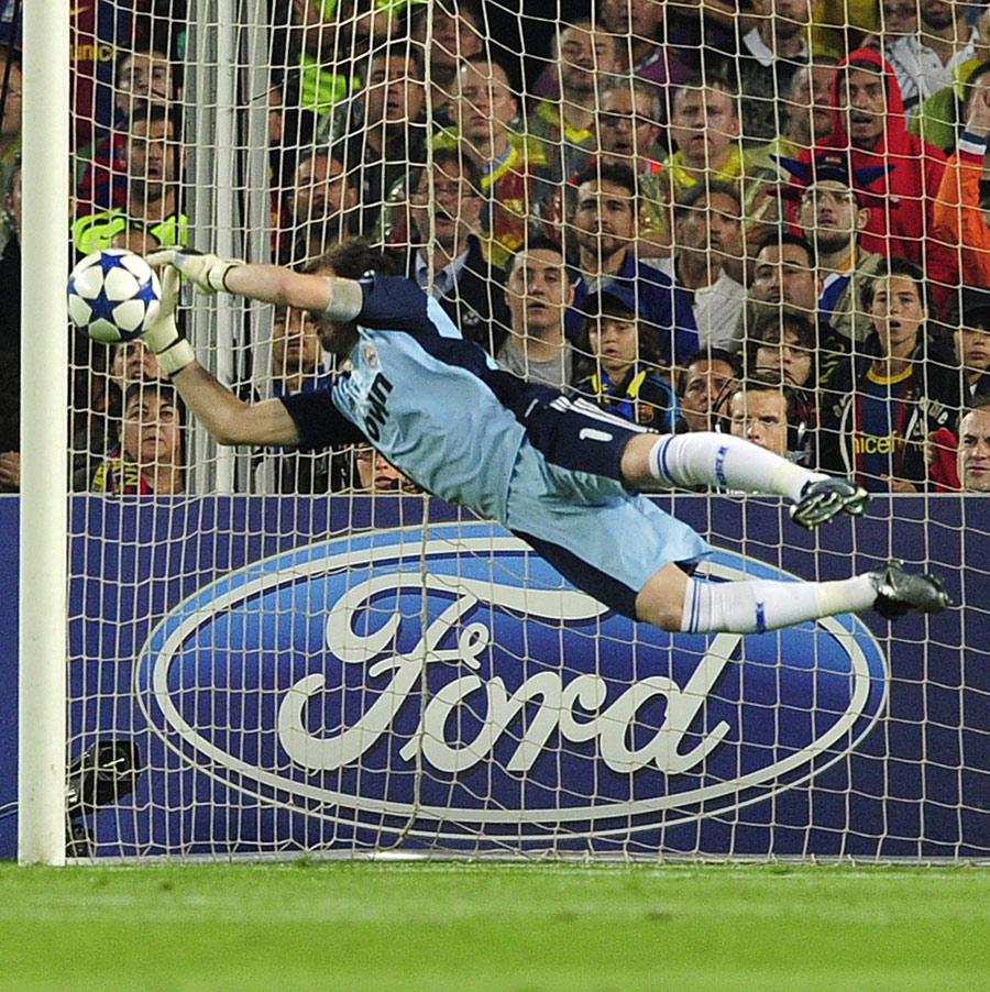 Iker Casillas makes a diving save