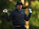 Rory McIlroy reacts to a shot on the 10th hole
