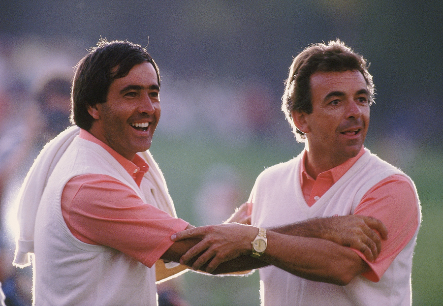 Seve Ballesteros and Tony Jacklin celebrate Ryder Cup victory