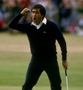 Seve Ballesteros celebrates on the final green to win the British Open