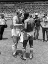 Pele and Bobby Moore exchange shirts after the match