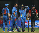 MS Dhoni calls for a referral when Ian Bell was struck on the pads by Yuvraj Singh