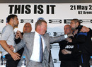 Boxing promoter Frank Warren steps in between Nathan Cleverly and Tony Bellew 