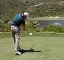 Martin Kaymer hits off the tee during his quarter-final match 