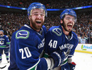 The Vancouver Canucks celebrate winning the Western Conference Finals