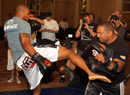 Quinton 'Rampage' Jackson works out for the media and fans at the UFC 130 open workouts