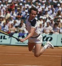 John McEnroe plays a volley against Ivan Lendl