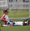 Ian Bell sits down during England's net session at Lord's