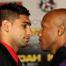 Amir Khan and Zab Judah in a stare down ahead of their unification bout