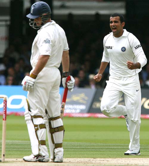 Zaheer Khan had Andrew Strauss caught at the slips for 18