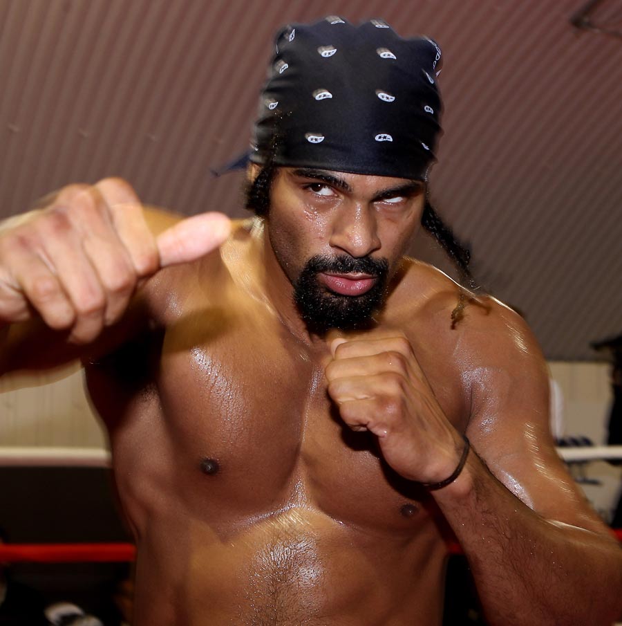 David Haye works out during a media training day