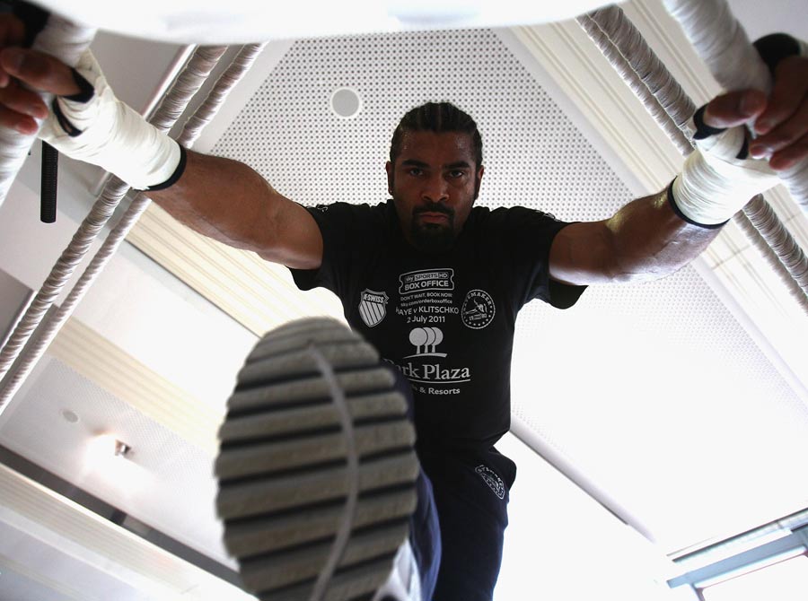 David Haye takes part in a training session